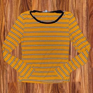 Charlotte Russe Striped Ribbed Top Long Sleeves Women's Size Small